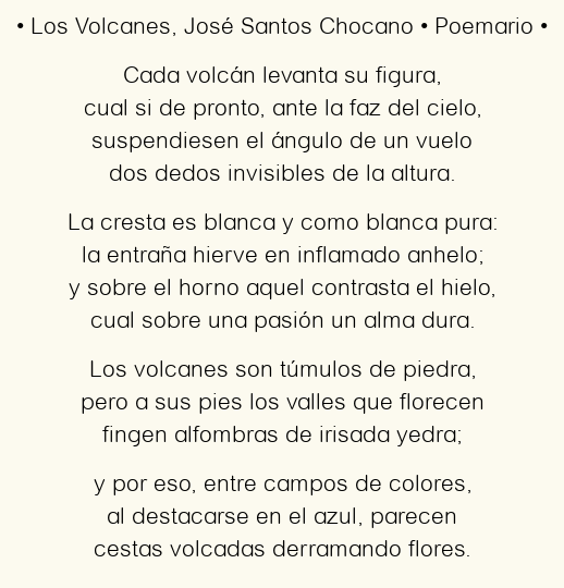 Imagen con el poema Los Volcanes, por José Santos Chocano