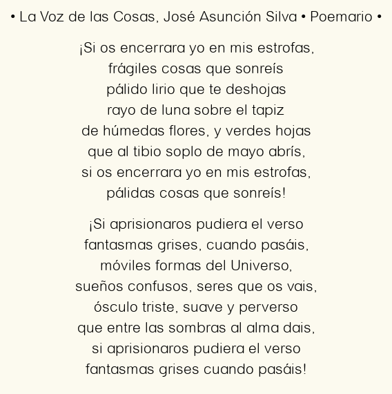 La Voz de las Cosas, por José Asunción Silva