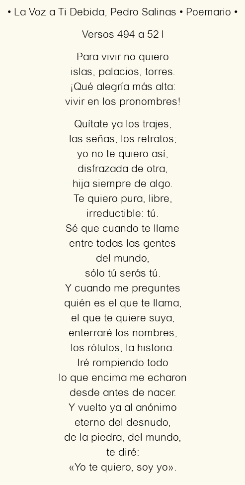 Imagen con el poema La Voz a Ti Debida, por Pedro Salinas