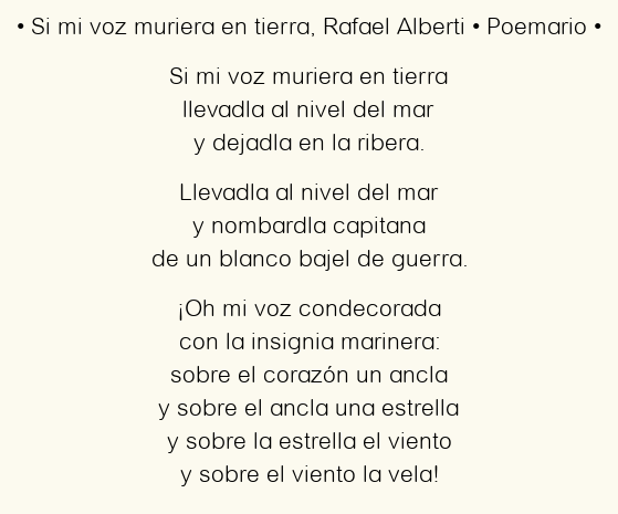 Imagen con el poema Si mi voz muriera en tierra, por Rafael Alberti