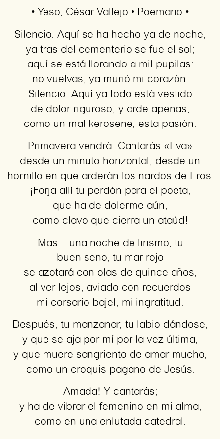 Imagen con el poema Yeso, por César Vallejo